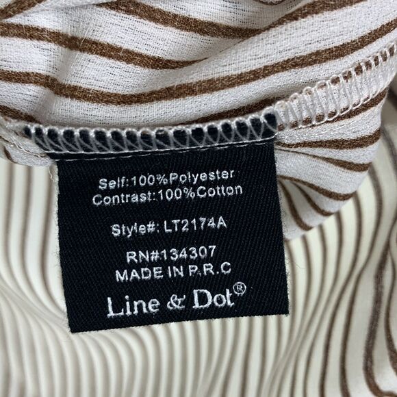 Line & Dot White Brown Stripe Cowl Neck Tassle Trim Blouse NWOT Size XS - Picture 7 of 7